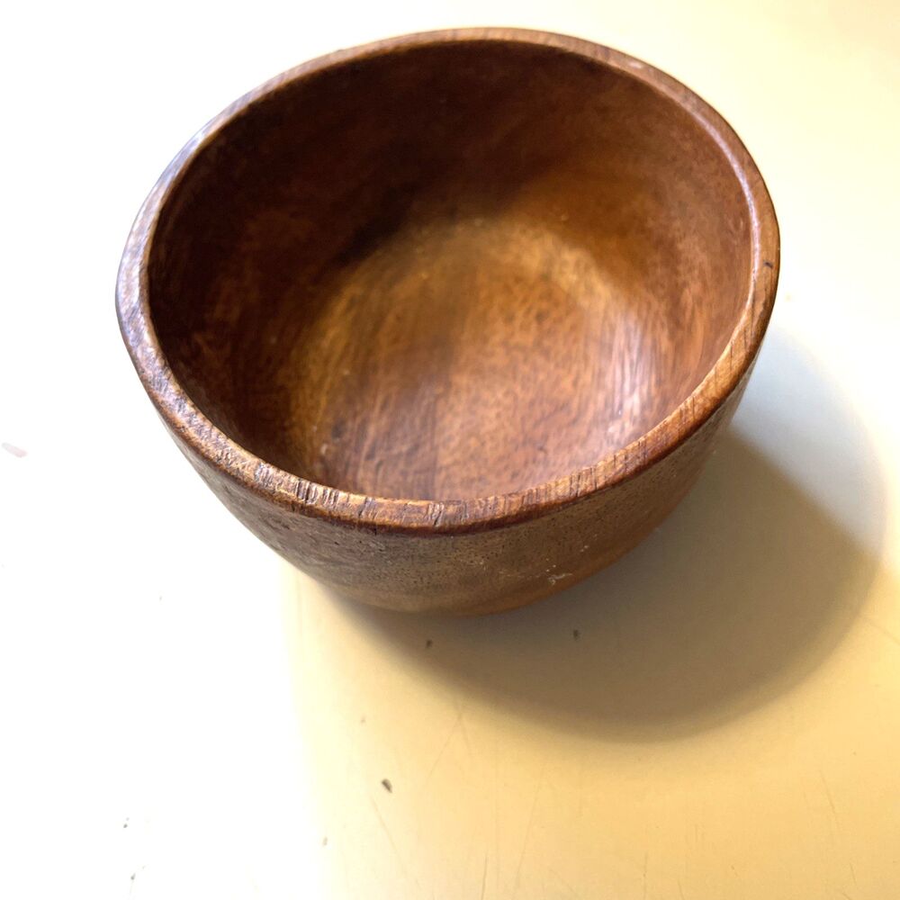 Small Hand Carved Teak Bowl Rustic Decor